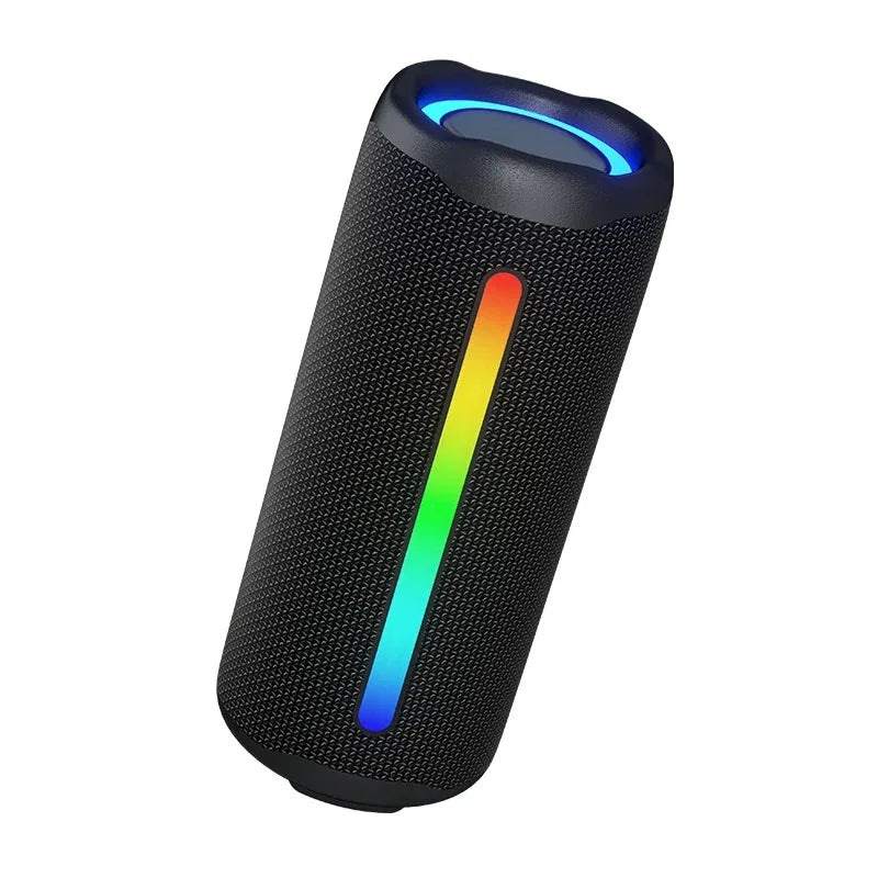 Portable Powerful Bass Speaker Bluetooth 5.3 Colorful RGB Light Fabric Mesh Wireless Audio Boombox Cylinder Outdoor Speaker P6