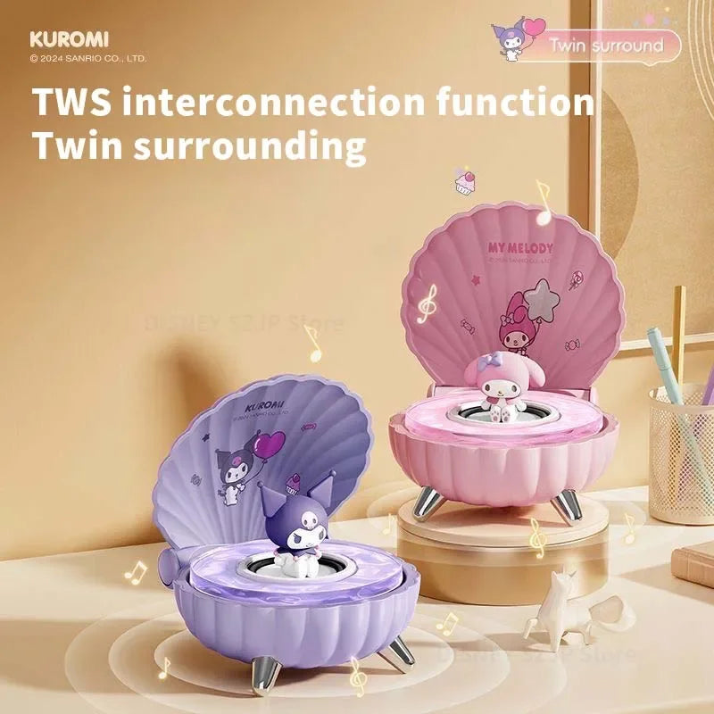Sanrio K39 Kuromi Mini Bluetooth Speakers Kawaii My Melody Shell Series Wireless Portable Night Light Speakers Anime Girl Gifts