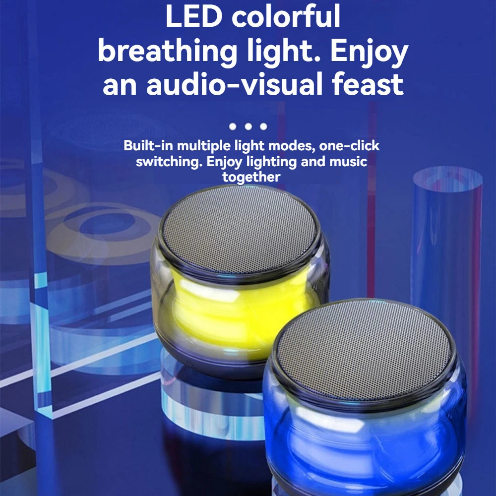 Mini Compactly TWS Wireless Bluetooth-compatible 360° Speaker Soundbar Loudspeaker LED Lights for Travel/Outdoor Activity/Home