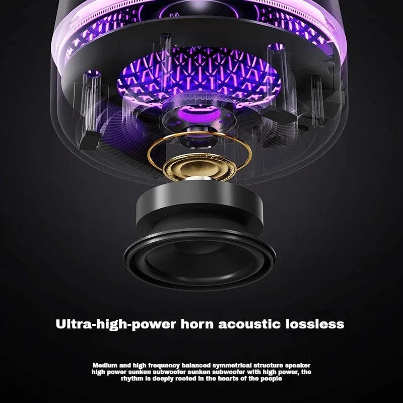 Portable RGB Bluetooth Speaker Wireless Subwoofer Bluetooth 5.3 Harma Glass Subwoofer Home Desktop Speaker For Night Sleeping