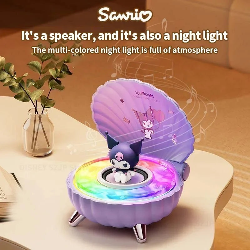 Sanrio K39 Kuromi Mini Bluetooth Speakers Kawaii My Melody Shell Series Wireless Portable Night Light Speakers Anime Girl Gifts