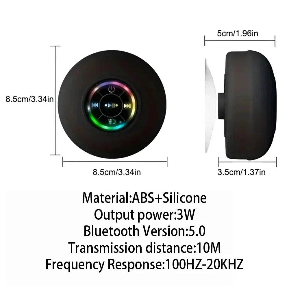 Hot Portable Wireless Bluetooth Speaker LED IPX4 Waterproof Loudspeaker Outdoor Bathroom Large Suction Cup Mini Stereo Sound Box