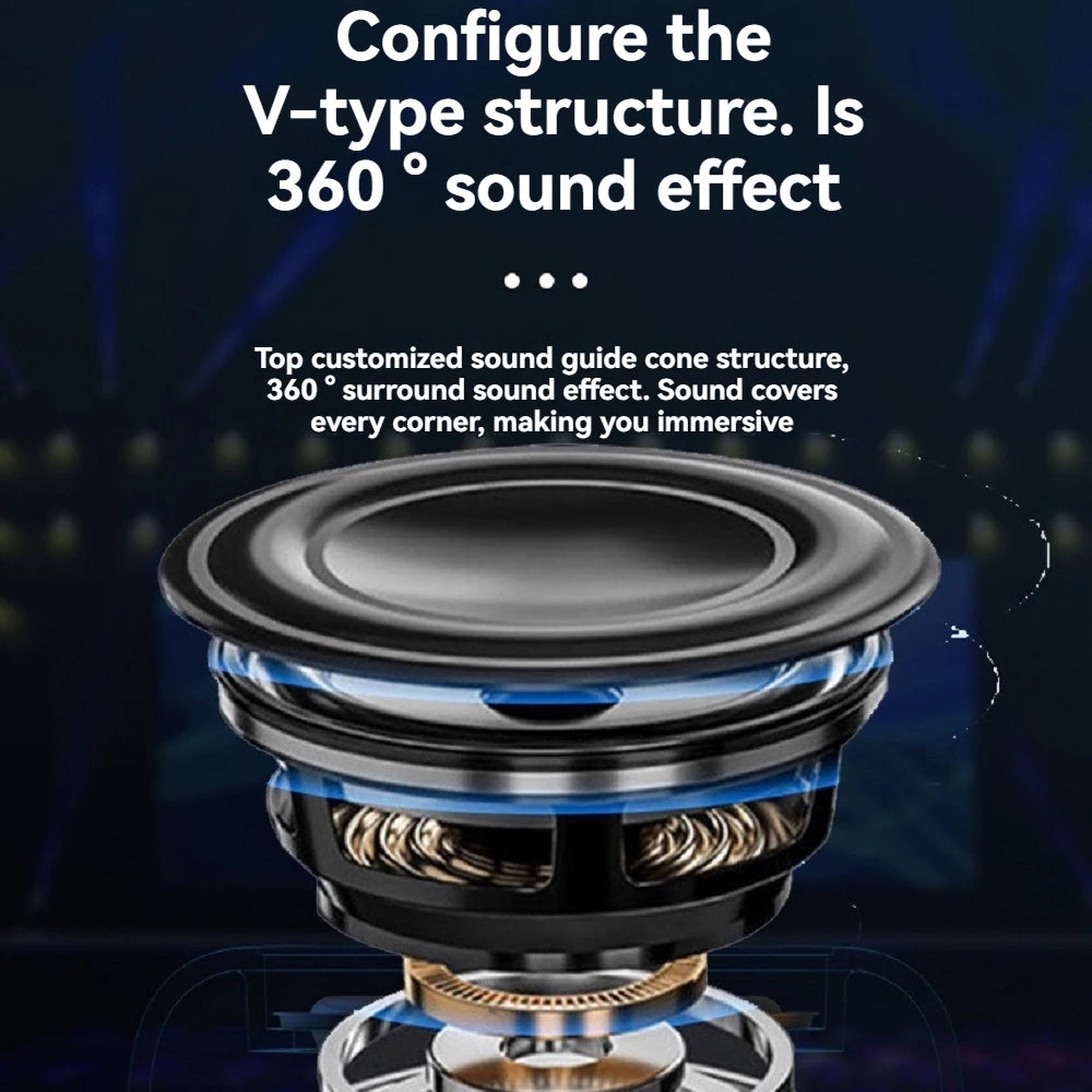 Mini Compactly TWS Wireless Bluetooth-compatible 360° Speaker Soundbar Loudspeaker LED Lights for Travel/Outdoor Activity/Home