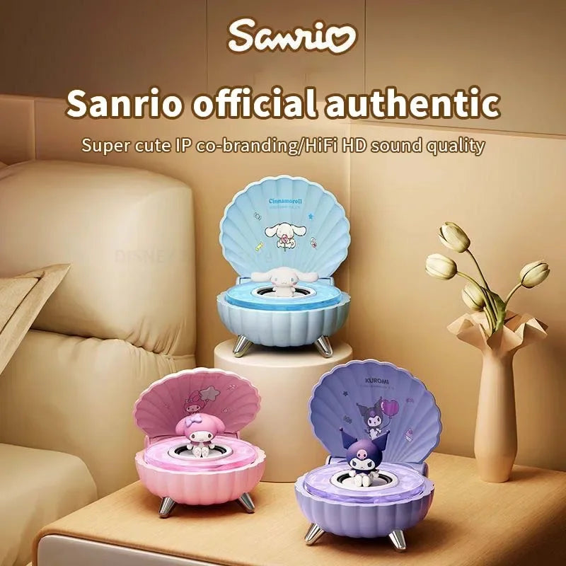 Sanrio K39 Kuromi Mini Bluetooth Speakers Kawaii My Melody Shell Series Wireless Portable Night Light Speakers Anime Girl Gifts