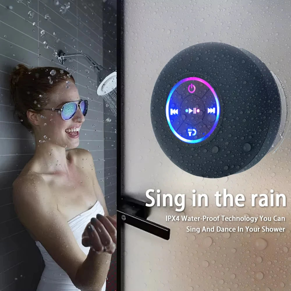 Hot Portable Wireless Bluetooth Speaker LED IPX4 Waterproof Loudspeaker Outdoor Bathroom Large Suction Cup Mini Stereo Sound Box