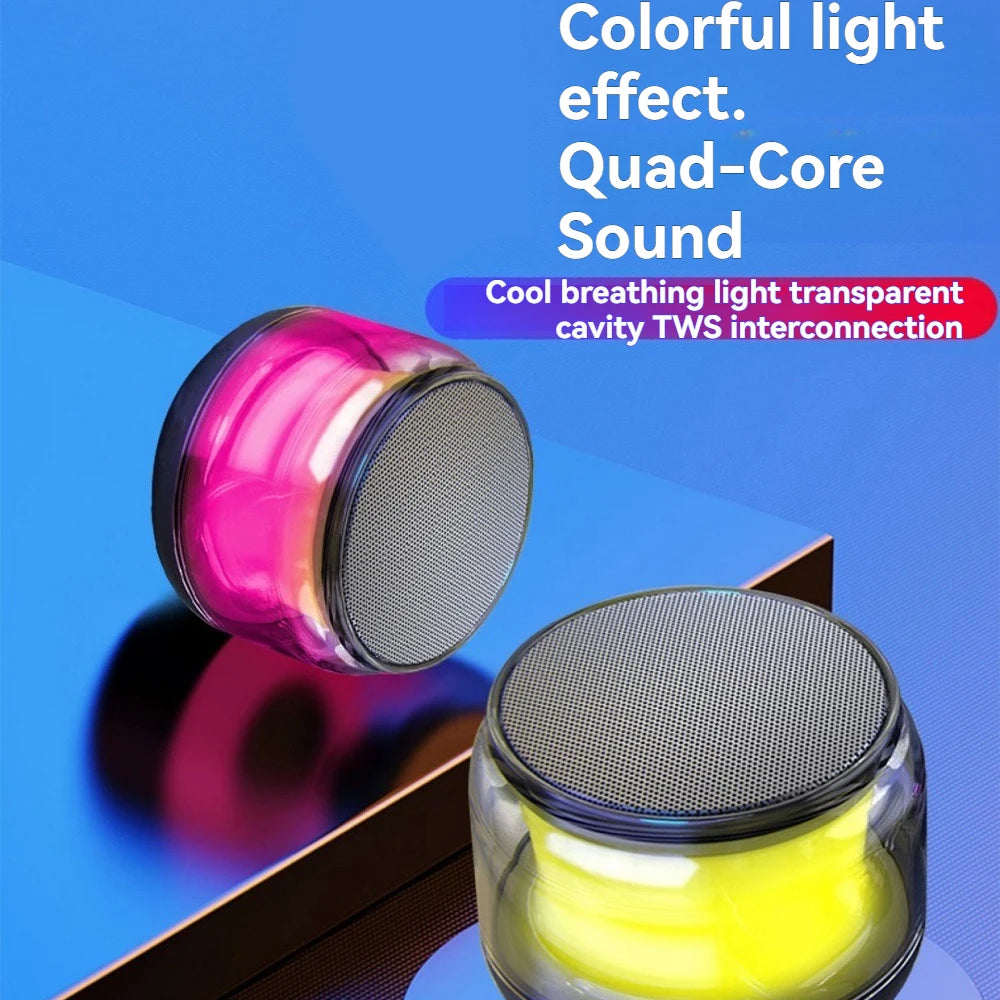 Mini Compactly TWS Wireless Bluetooth-compatible 360° Speaker Soundbar Loudspeaker LED Lights for Travel/Outdoor Activity/Home