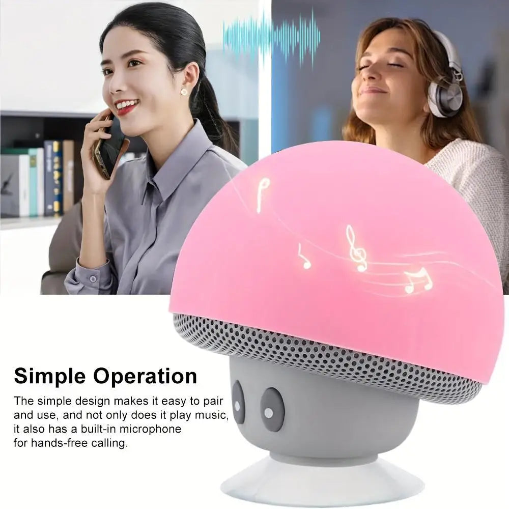 Cute Cartoon Bluetooth Speaker Mushroom Shape Upgraded Suction Cup Mini Speaker Dustproof Birthday Gift for Kids Women