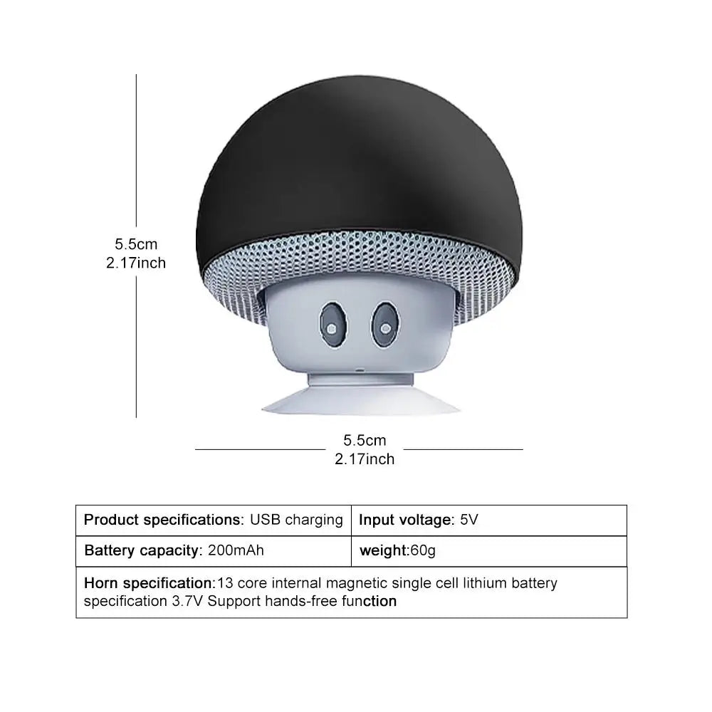 Cute Cartoon Bluetooth Speaker Mushroom Shape Upgraded Suction Cup Mini Speaker Dustproof Birthday Gift for Kids Women
