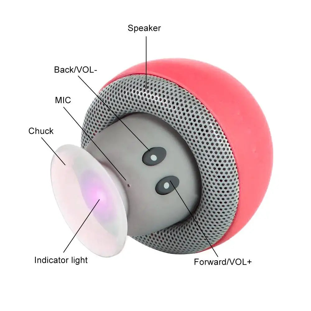 Cute Cartoon Bluetooth Speaker Mushroom Shape Upgraded Suction Cup Mini Speaker Dustproof Birthday Gift for Kids Women