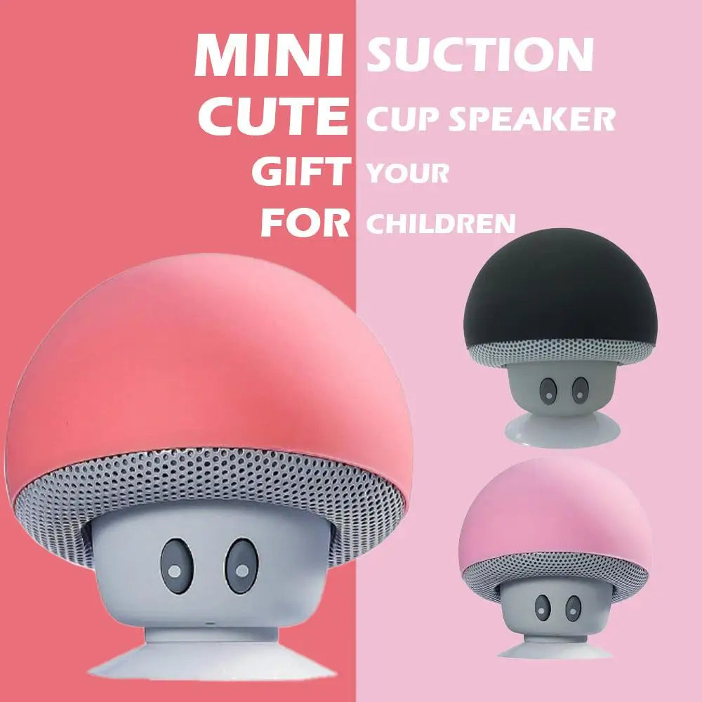 Cute Cartoon Bluetooth Speaker Mushroom Shape Upgraded Suction Cup Mini Speaker Dustproof Birthday Gift for Kids Women