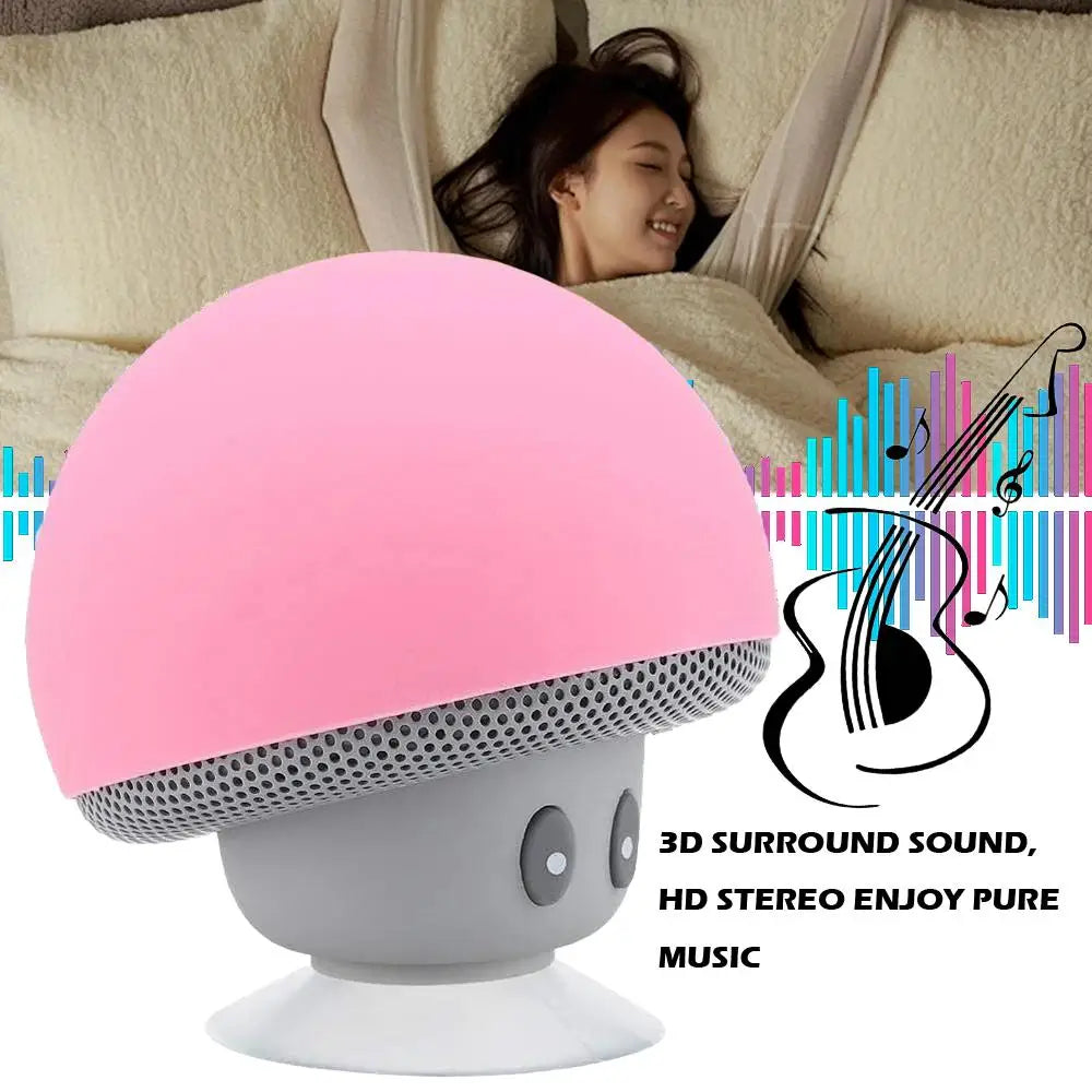 Cute Cartoon Bluetooth Speaker Mushroom Shape Upgraded Suction Cup Mini Speaker Dustproof Birthday Gift for Kids Women