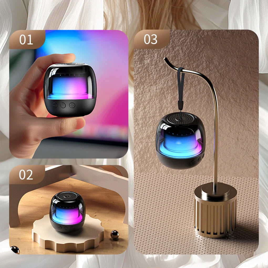Mini Bluetooth Speaker RGB Atmosphere Lamp Speaker Magnetic Phone Holder Ring Wireless Sound Box Bluetooth Speaker Tower