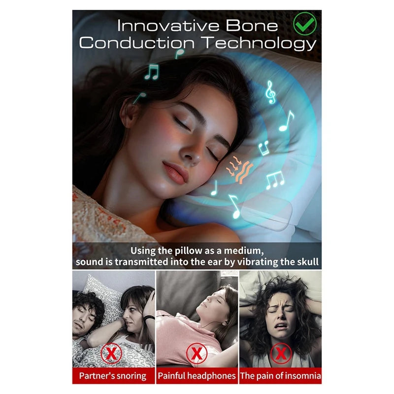 B37B-Bone Conduction Bluetooth 5.2 Speaker,White Noise Sleep Machine Bluetooth Music Box Under Pillow For Improved Sleep